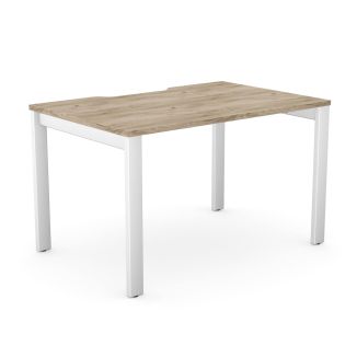 Unite Grey Craft Oak Bench Desk - White Goal Post Legs