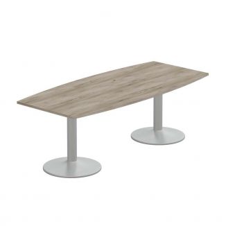 Grey Craft Oak Boardroom Table - Barrel Shaped - Silver Trumpet Legs