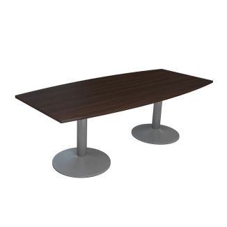 Walnut Meeting Table - Barrel Shaped - Silver Trumpet Legs