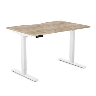 Unite Contract Grey Craft Oak Height Adjustable Desk - White Frame