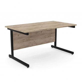 Unite Grey Craft Oak Office Desk - Black Cantilever Frame