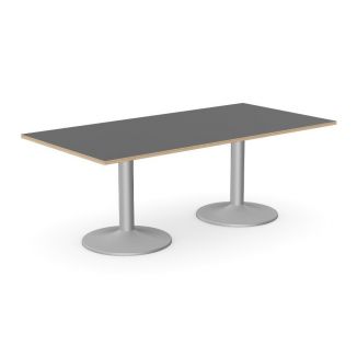 Graphite Rectangular Meeting Room Table - Silver Trumpet Legs