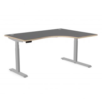 Unite Memory Plus Electric Height Adjustable Radial Desk - Graphite Top & Silver Frame - Right-Handed