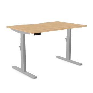 Unite Plus Beech Sit/Stand Desk - Silver Frame - Scallop