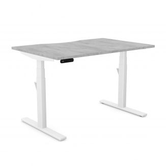 Unite Plus Concrete Sit/Stand Desk - White Frame - Scallop