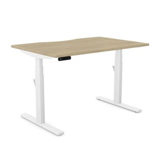 Unite Plus Sit/Stand Desk - White Frame - Urban Oak Finish