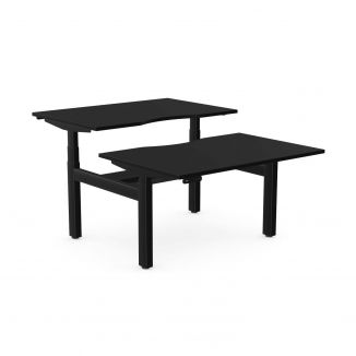 Unite Plus Twin Black Sit/Stand Desk - Black Frame - Scallops
