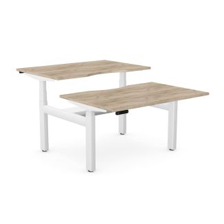 Unite Plus Grey Craft Oak Twin Sit/Stand Desk - White Frame