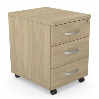 Unite Plus 3 Drawer Wooden Mobile Pedestal - Urban Oak