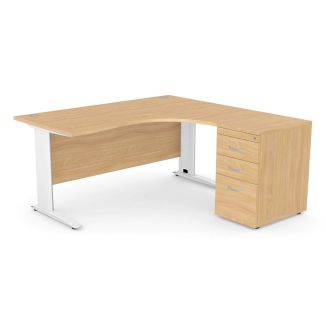 Unite Plus Right-Handed Corner Desk - White Cable Managed Legs