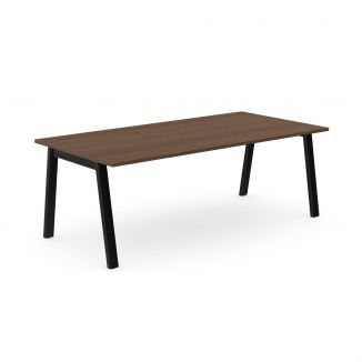 Walnut Meeting Table - Rectangular - Black A Frame Legs
