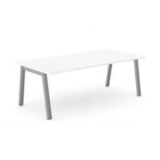 White Conference Table - Rectangular - Silver A Frame Legs