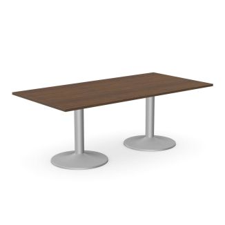 Walnut Meeting Table - Rectangular - Silver Trumpet Legs