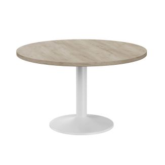 Unite Grey Craft Oak Meeting Table - White Trumpet Base