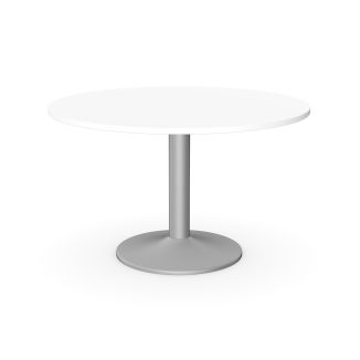 Unite White Meeting Table - Silver Trumpet Base