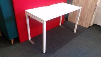 Used White Bench Desk - White Goal Post Legs