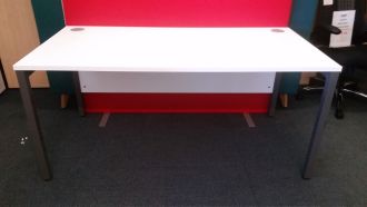 Used White Bench Desk - Goal Post Legs