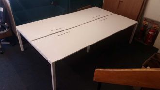 Used 4 Person White Bench Desk