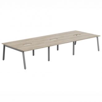 Unite 6 Person Bench Desk - A Frames - Grey Craft Oak