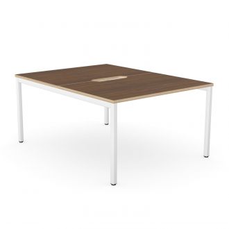 Elite Plus 2 Person Bench Desk - Plywood Edging - White Legs