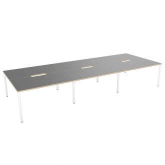 Budget 6 Person Bench Desk - Plywood Edging-Wood - Graphite