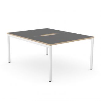 Budget 2 Person Bench Desk - Plywood Edging-Wood - Graphite