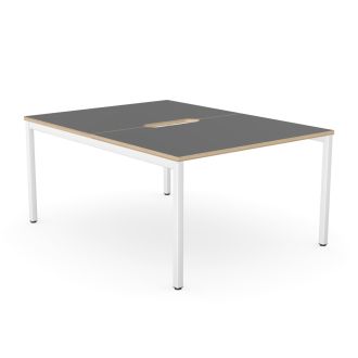 Budget 2 Person Bench Desk - Plywood Edging-Wood - Graphite