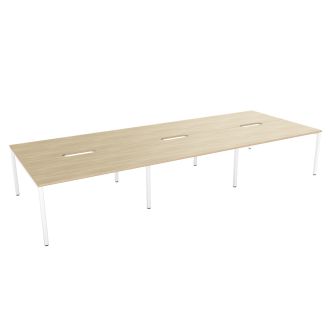 Budget 6 Person Bench Desk - Plywood Edging-Wood - Urban Oak