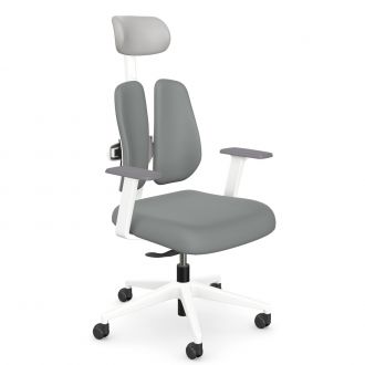 Bukowski Office Task Chair - Grey Fabric with Grey Faux Leather Headrest