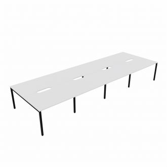 Budget Evolve 8 Person Bench Desk - Goal Post Legs-Wood - White
