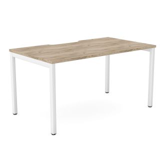 Elite Grey Craft Oak Bench Desk - White Goal Post Legs