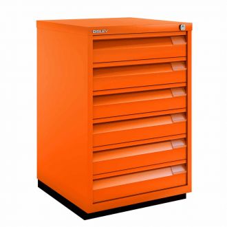 6 Drawer F Series Flush Front Filing Cabinet - Bisley Orange