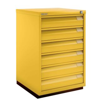 6 Drawer F Series Flush Front Filing Cabinet - Bisley Yellow