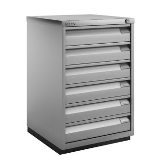6 Drawer F Series Flush Front Filing Cabinet - Silver