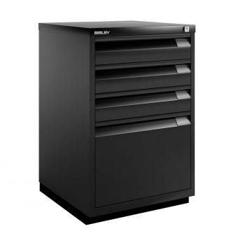 4 Drawer F Series Flush Front Filing Cabinet - Black