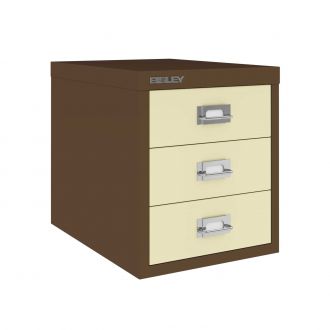 3 Drawer Bisley Multi-Drawer Cabinet-Bisley Steel - Coffee and Cream