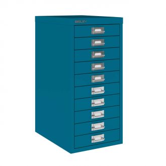 10 Drawer Multi-Drawer Cabinet - Bisley A3 - Azure