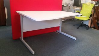 Left-Handed Wave Desk - Light Grey