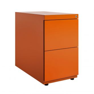Bisley Note Desk High Pedestal - 2 Drawers-Bisley Steel - Bisley Orange