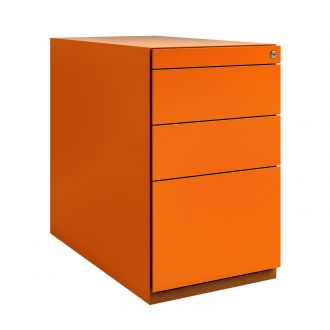Bisley Note Desk High Pedestal - 3 Drawers-Bisley Steel - Bisley Orange