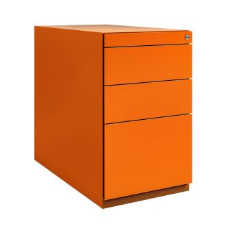 Bisley Note Desk High Pedestal - 3 Drawers-Bisley Steel - Bisley Orange