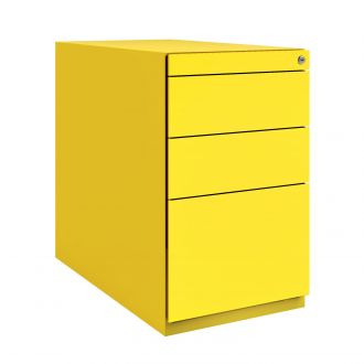Bisley Note Desk High Pedestal - 3 Drawers-Bisley Steel - Bisley Yellow