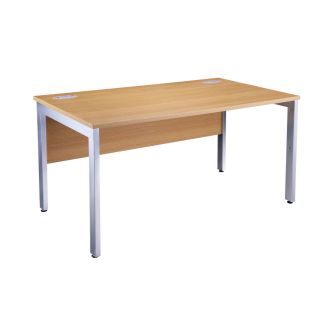 Light Oak Rectangular Bench Desk - Silver Legs