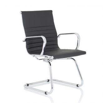 Ribbed Leather Meeting Chair - Black
