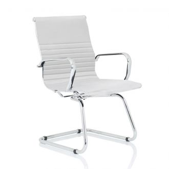 Ribbed Leather Meeting Chair - White