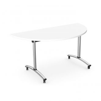 Semi Circular Flip-Top Table-White