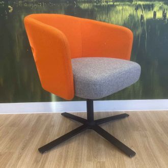 Second Hand Orange & Grey Fabric Tub Chair