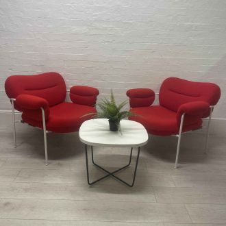 Second Hand Red Fabric Armchairs - Set of 2