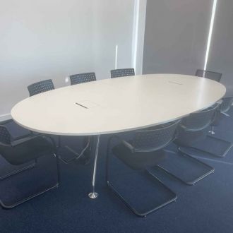 Second Hand Large White Oval Meeting Table