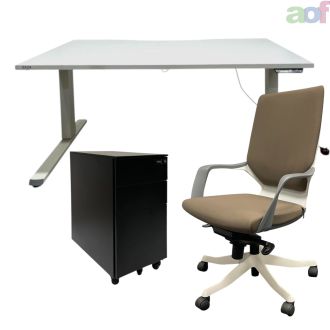 Used Office Chair, Haworth Desk, & Pedestal Set